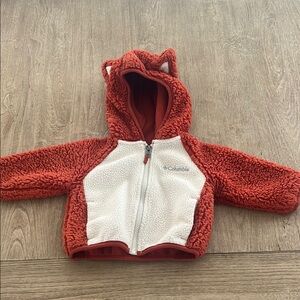 Columbia Burnt Orange and White Fleece Baby Jacket